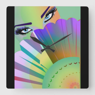 Lady Fan Clock Vierkante Klok