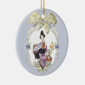 Lady Fan en Dog Keramisch Ornament (Rechts)