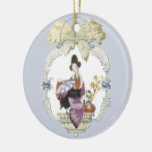 Lady Fan en Dog Keramisch Ornament (Links)