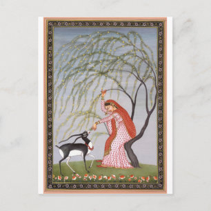 LADY FEEVOEDER ANTELOPE ANCIENT INDIA ART BRIEFKAART