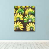 Lady Finger Bananas ~ Egg Banana (ก ล้ ย ไ ข่) Canvas Afdruk (Insitu (Houten vloer))