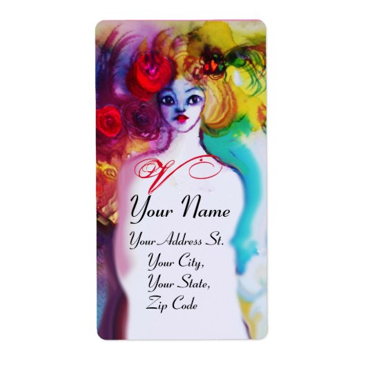 LADY FLORA MONOGRAM Beauty Salon Makeup Artist Etiket (Voorkant)