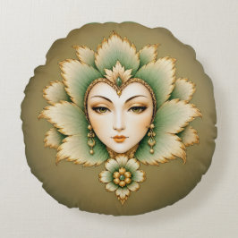 Lady Flower Emerald & Gouden Oorbellen | Perzische Rond Kussen