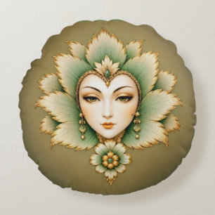 Lady Flower Emerald & Gouden Oorbellen Perzische Rond Kussen