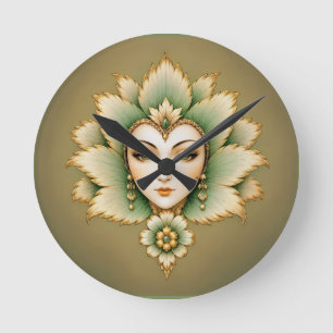 Lady Flower Emerald & Gouden Oorbellen Perzische Ronde Klok