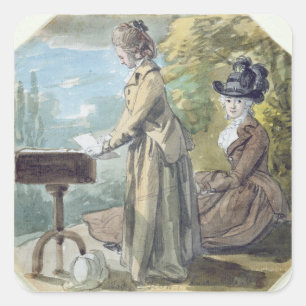 Lady Francis Scott en Lady Elliot, c.1770 (w/c ov) Vierkante Sticker