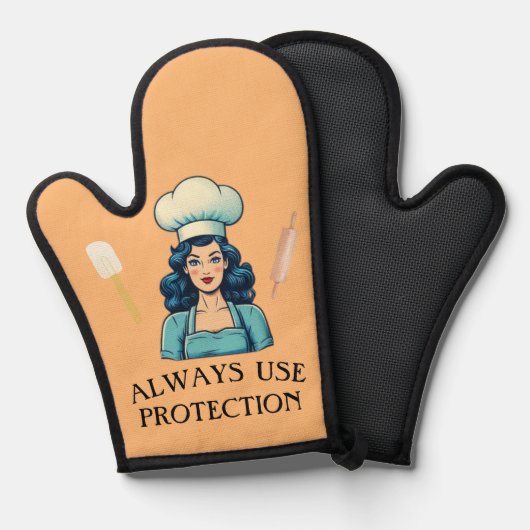 Lady Funny Oven Mitt Ovenwant (Voorkant / Achterkant)