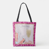 Lady Gambler Pink Glitter Dice & Diamonds-Canvas t Tote Bag (Achterkant)