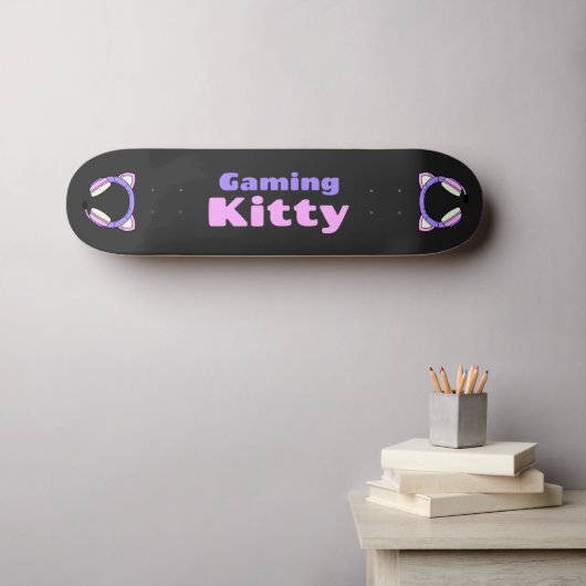 Lady Gamer - Gaming Kat Persoonlijk Skateboard (Muurkunst (Horizontaal))