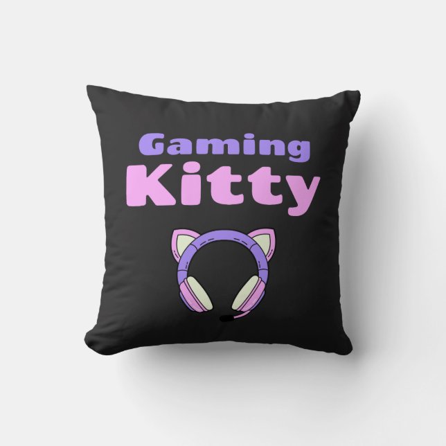 Lady Gamer - Gaming Kitty Kussen (Voorkant)