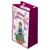 Lady Gardening Flowers Moederdag Klein Cadeauzakje (Achterkant Gekanteld)