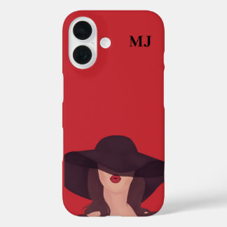 Lady Gepersonaliseerde Initiaal Letters Hoesje-Mat iPhone 16 Hoesje