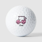 Lady Golf Cart Breast Cancer Awareness Personalize Golfballen (Voorkant)
