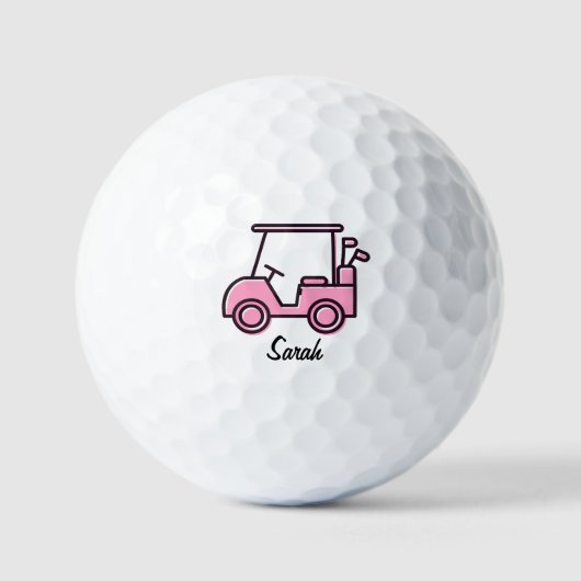 Lady Golf Cart Breast Cancer Awareness Personalize Golfballen (Voorkant)