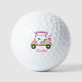 Lady Golf Cart Breast Cancer op persoonlijke titel Golfballen (Voorkant)