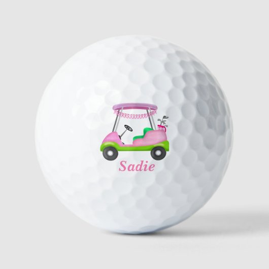 Lady Golf Cart Breast Cancer op persoonlijke titel Golfballen (Voorkant)