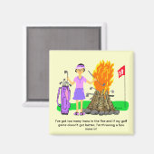 Lady Golf Cartoon Magnet (Voorkant / Achterkant)