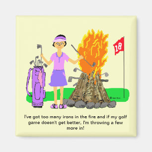 Lady Golf Cartoon Magnet
