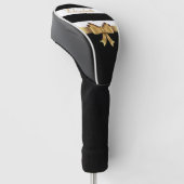 Lady Golf Golden Bow Black Bold Stripes Monogram Golfheadcover (Schuin)