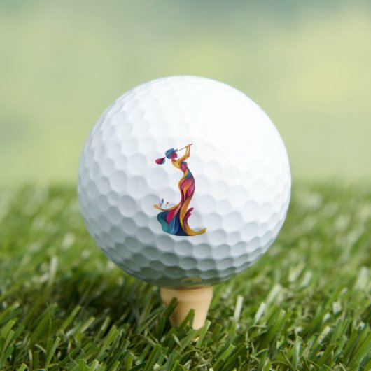 Lady Golf, Silhouette, bunt, perfekter Schwung Golfballen (Insitu Shirt)