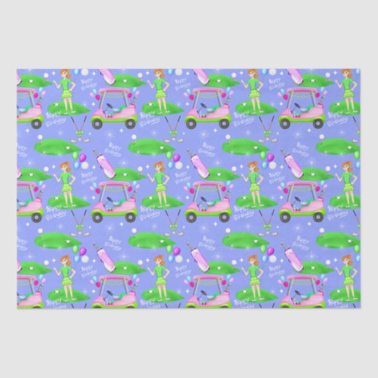 Lady Golf Thish Happy Birthday Tissuepapier (Voorkant)