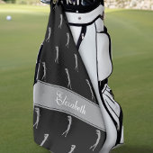 Lady Golfer aangepaste naam patroon zwart grijs Golfhanddoek