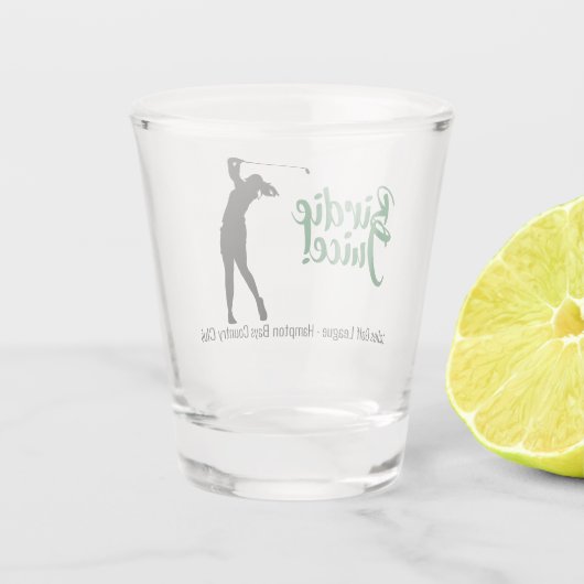Lady Golfer Birdie neergeschoten Congrats Glass Shot Glas (Achterkant)