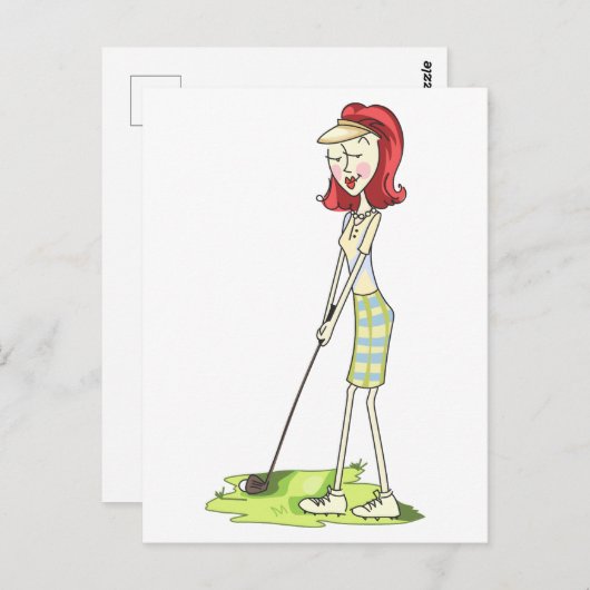 Lady Golfer Briefkaart (Voorkant / Achterkant)