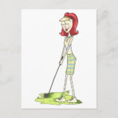Lady Golfer Briefkaart (Voorkant)
