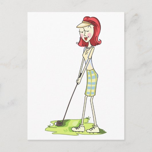 Lady Golfer Briefkaart (Voorkant)