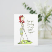 Lady Golfer Briefkaart (Staand voorkant)