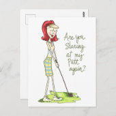 Lady Golfer Briefkaart (Voorkant / Achterkant)
