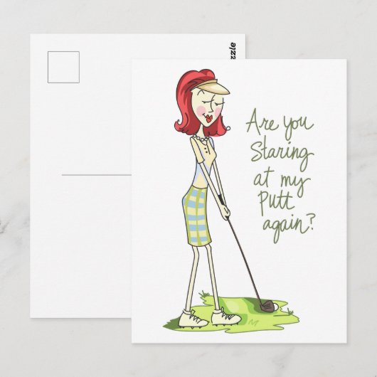 Lady Golfer Briefkaart (Voorkant / Achterkant)