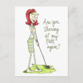Lady Golfer Briefkaart (Voorkant)