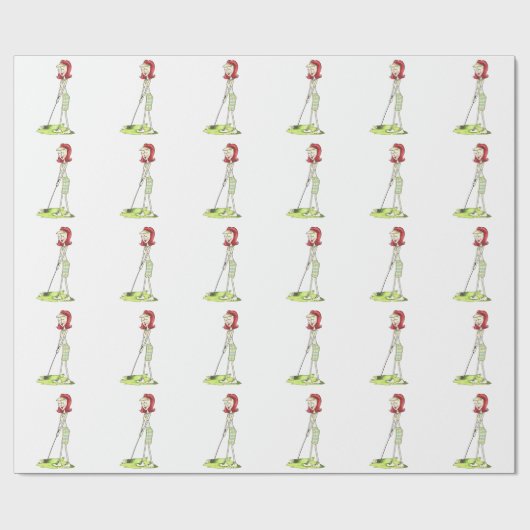 Lady Golfer Cadeaupapier (Vlak)