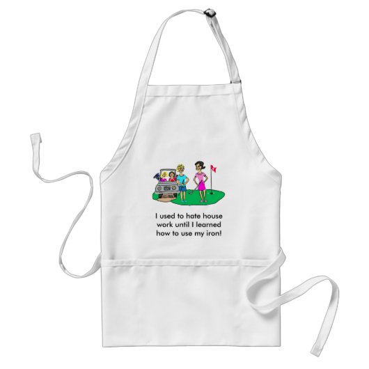 Lady Golfer Cartoon Apron Standaard Schort (Voorkant)