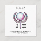 Lady Golfer Custom Monogram Design Vierkante Visitekaartje (Achterkant)