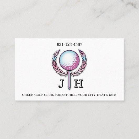 Lady Golfer Custom Monogram Design Visitekaartje (Achterkant)