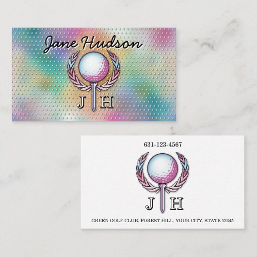 Lady Golfer Custom Monogram Design Visitekaartje (Voorkant / Achterkant)