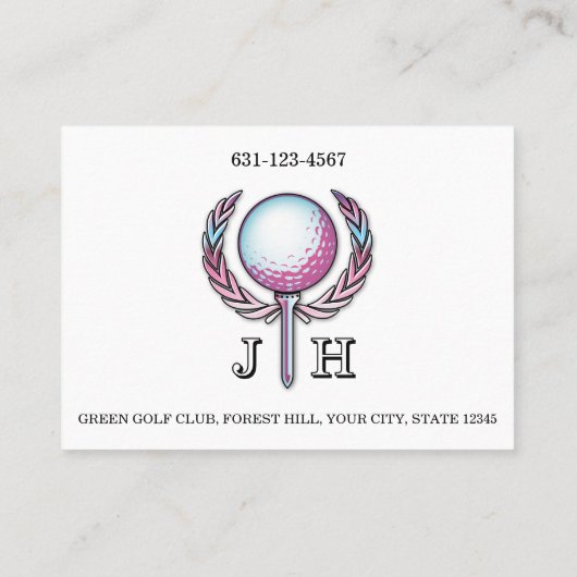 Lady Golfer Custom Monogram Design Visitekaartje (Achterkant)