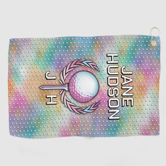 Lady Golfer Custom Monogram Handdoek Ontwerp (Horizontaal)