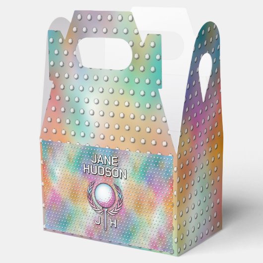 Lady Golfer Custom Monogram Kleurontwerp Bedankdoosjes (Geopend)