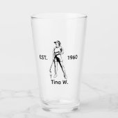 Lady Golfer Gepersonaliseerde naam en jaar Glas (Voorkant)