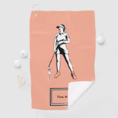 Lady Golfer Gepersonaliseerde naam en jaar Golfhanddoek (Insitu)