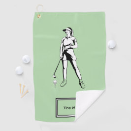 Lady Golfer Gepersonaliseerde naam en jaar Golfhanddoek