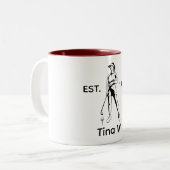 Lady Golfer Gepersonaliseerde naam en jaar Tweekleurige Koffiemok (Voorkant links)