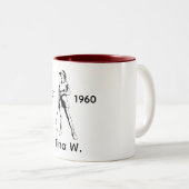 Lady Golfer Gepersonaliseerde naam en jaar Tweekleurige Koffiemok (Voorkant rechts)