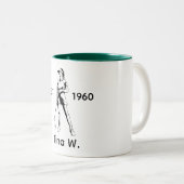 Lady Golfer Gepersonaliseerde naam en jaar Tweekleurige Koffiemok (Voorkant rechts)