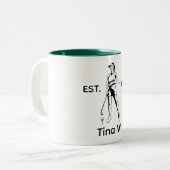 Lady Golfer Gepersonaliseerde naam en jaar Tweekleurige Koffiemok (Voorkant links)