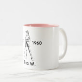 Lady Golfer Gepersonaliseerde naam en jaar Tweekleurige Koffiemok (Voorkant rechts)